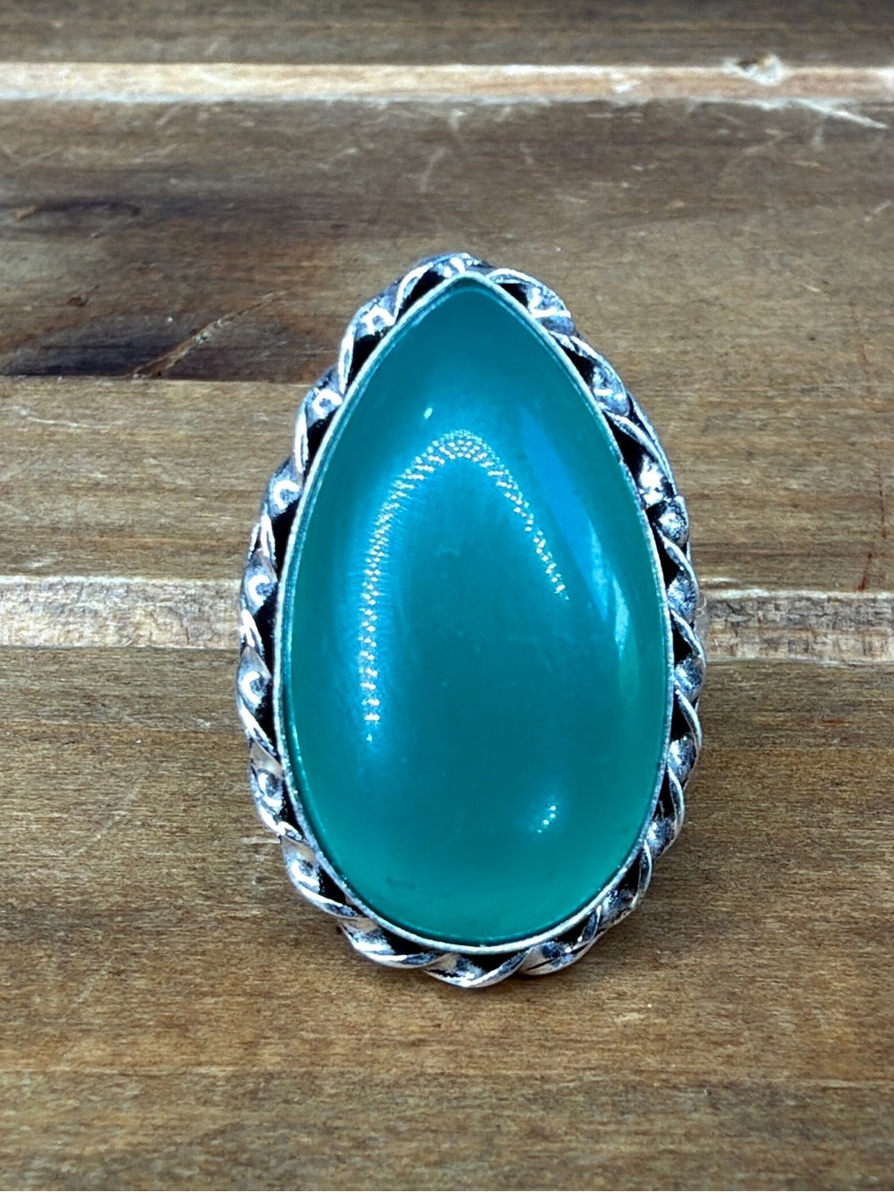 Vintage Style Boho Women Jewelry Chalcedony Ring Size 8.5 Silver 925 Overlay